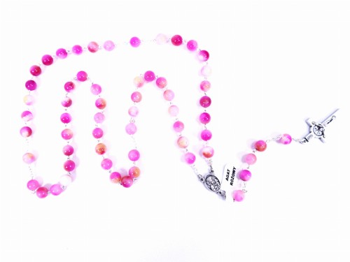 Różaniec – kamień AGAT różowy.JPG