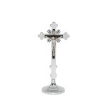 Krzyż stojący tradycyjny srebrny 18 cm 