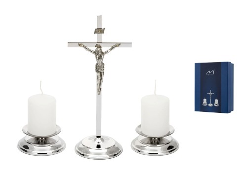 26. ZESTAW nowoczesny srebrny krzyż 20 cm świecznik 3 cm 19938.jpg